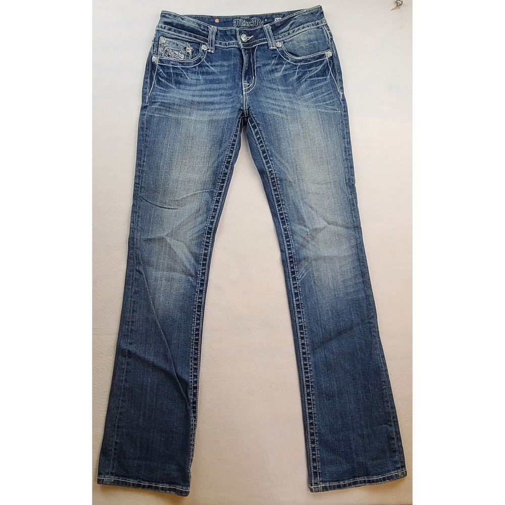 Miss Me Boot Jeans JP5124B11 Rhinestone Embellished Flap Pocket Women’s Size 30